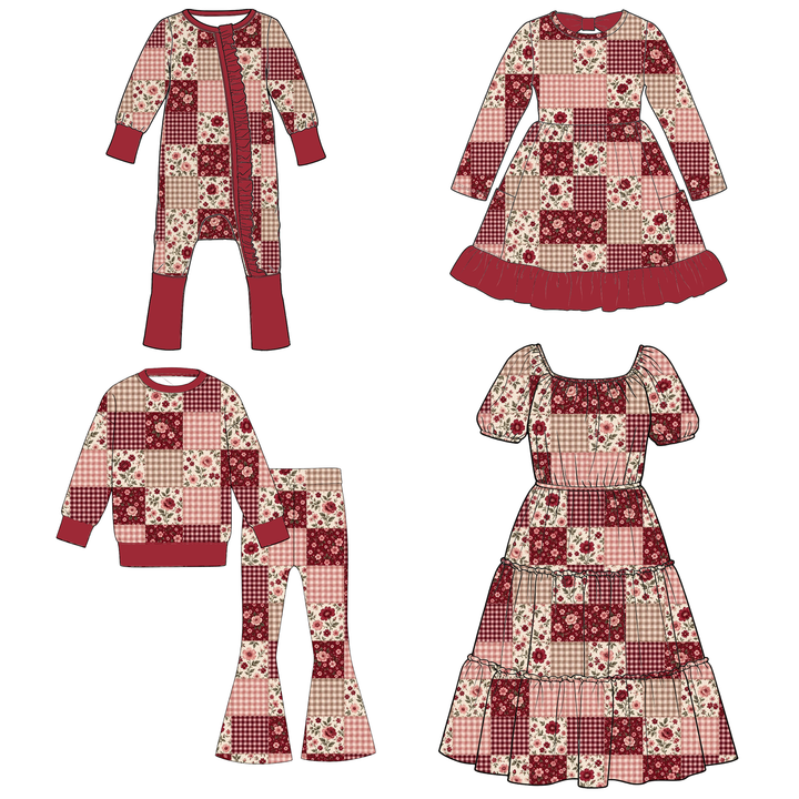 Floral Patchwork Family Matching Collection Mommy and Me Matching Outfits