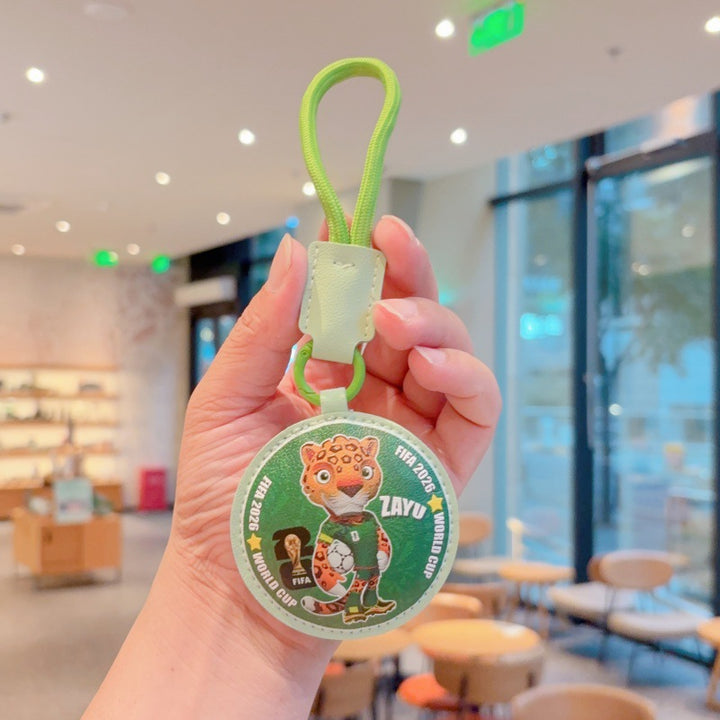 2026 World Cup mascot leather keychain bag charm