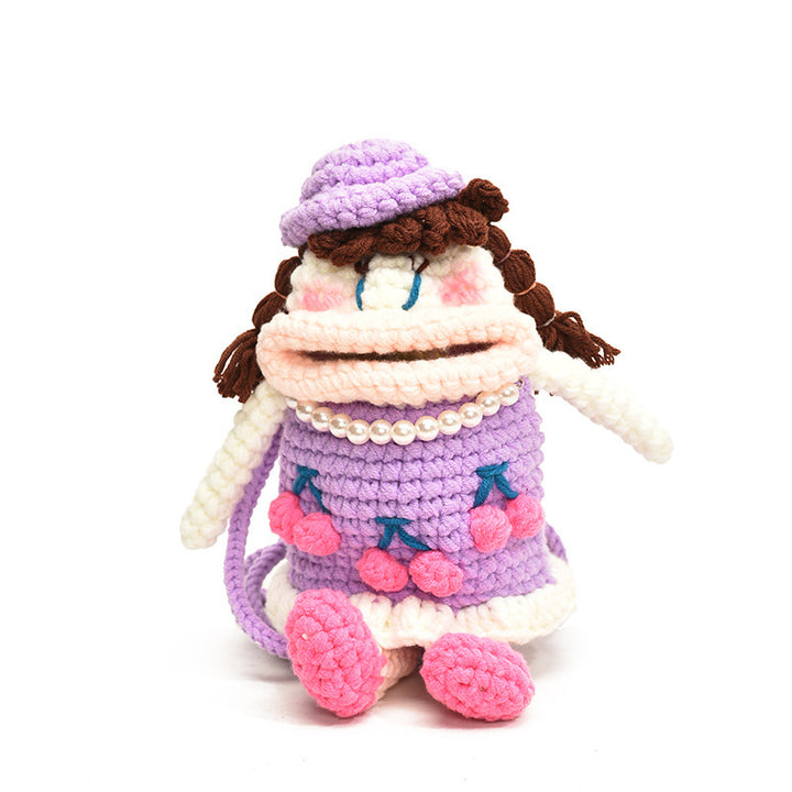 Crocheted Adorably Ugly Big Mouth Doll Crossbody Bag
