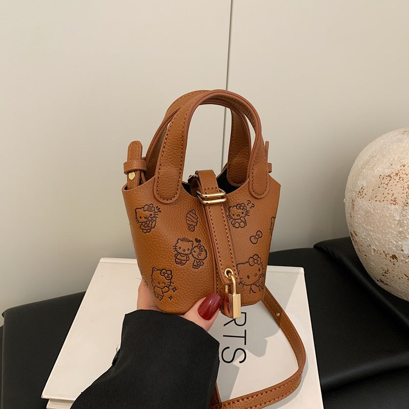 Girls Mini Bucket bag with Cute Kitten Print