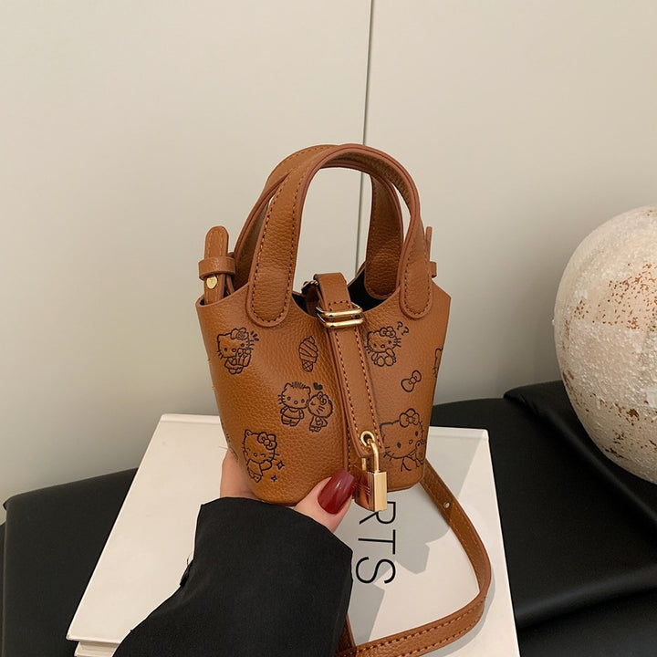 Girls Mini Bucket bag with Cute Kitten Print