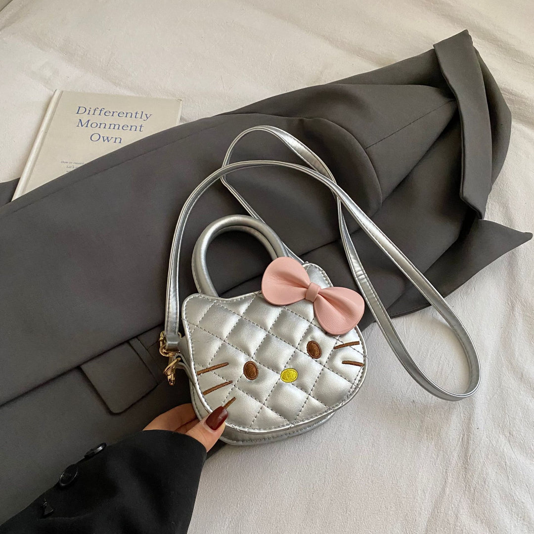 Embroidered Kitten & Bowknot Mini Handbag for Girls