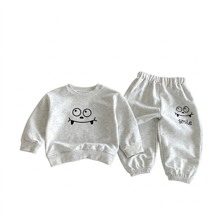Kids Cute Cartoon Monster Smile Sweatshirt &amp; Pants Set