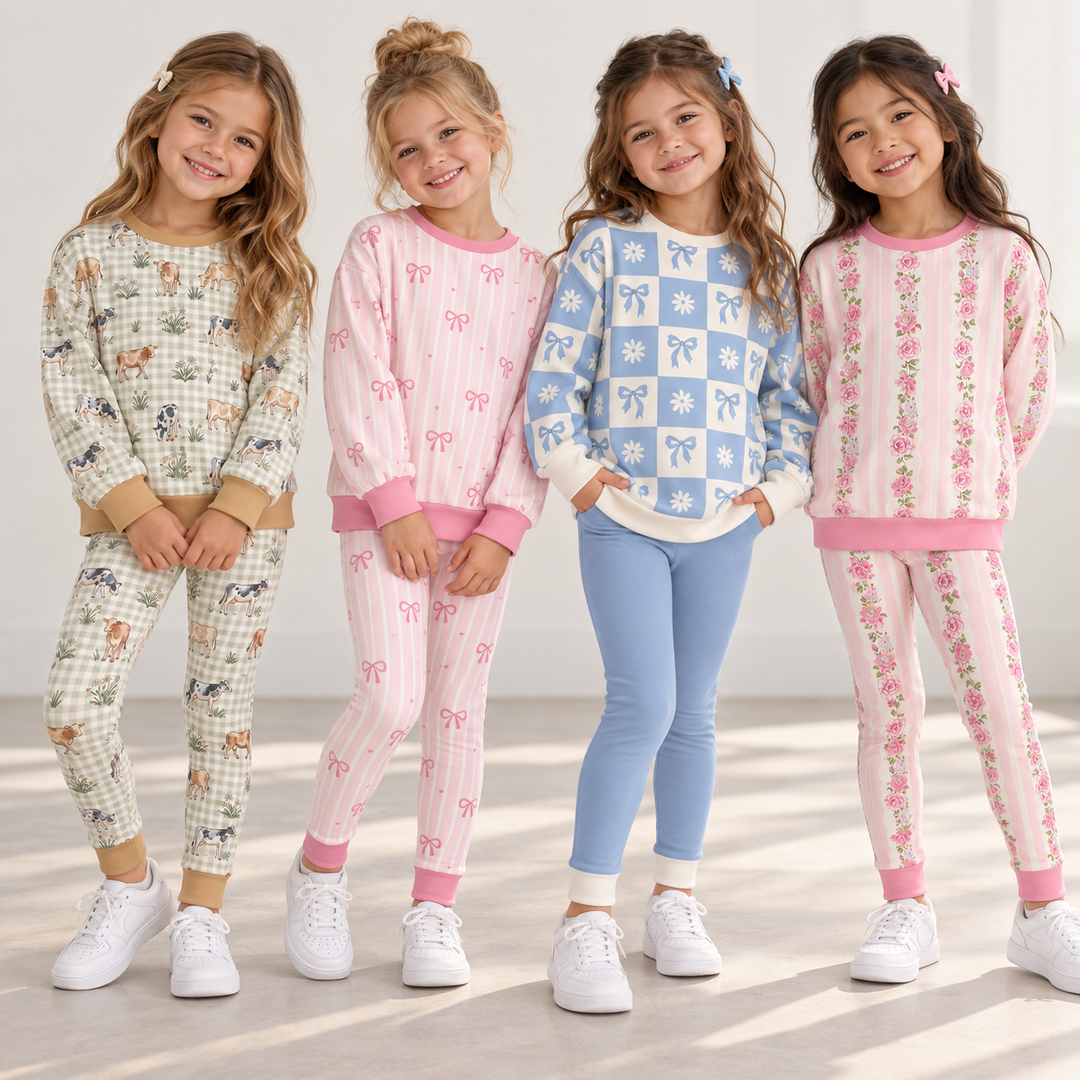 Girls Floral Sweatshirt & Leggings Set Loungewear Set
