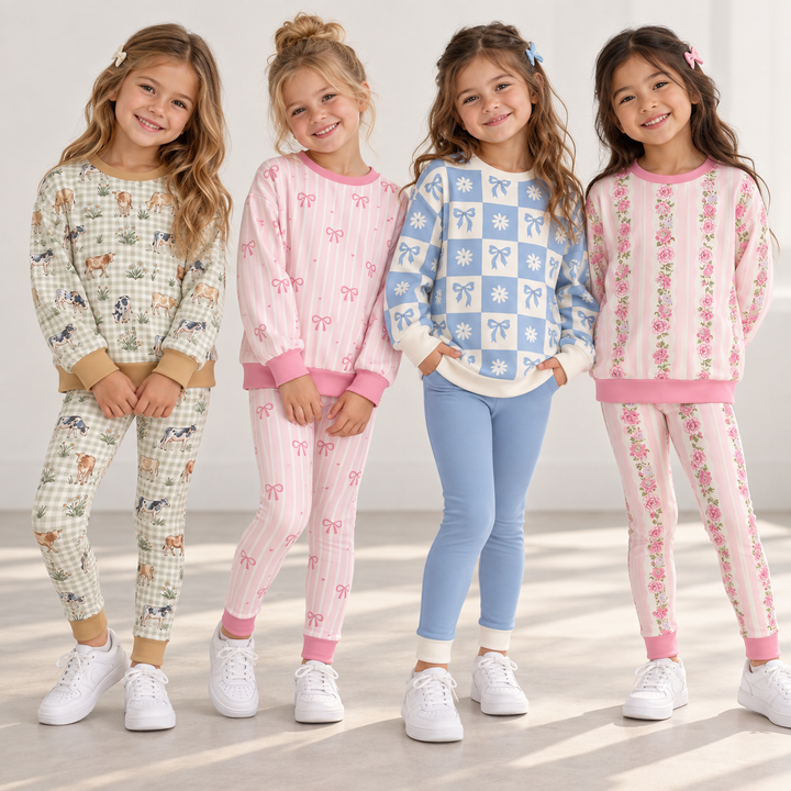 Girls Floral Sweatshirt & Leggings Set Loungewear Set
