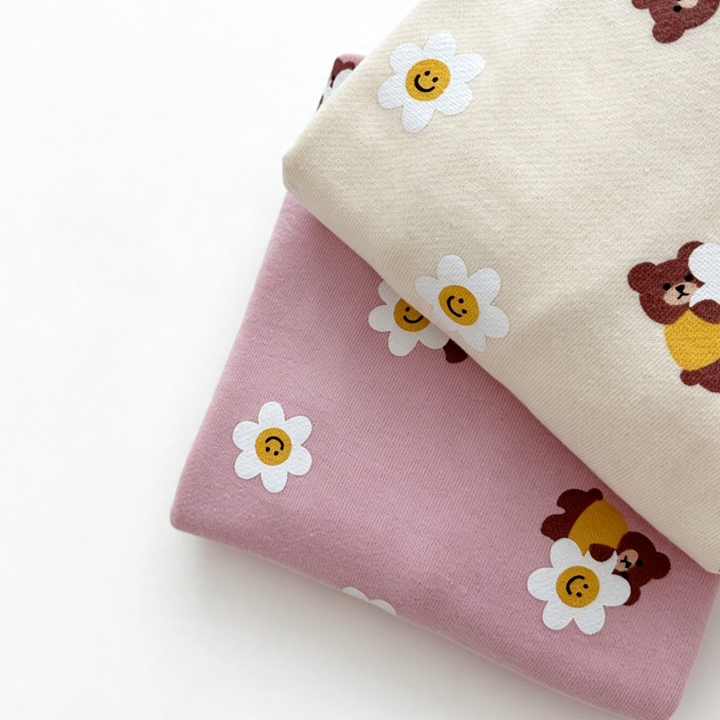 Girls Cute Bear Smiley Flower Sweatshirt Pants Set