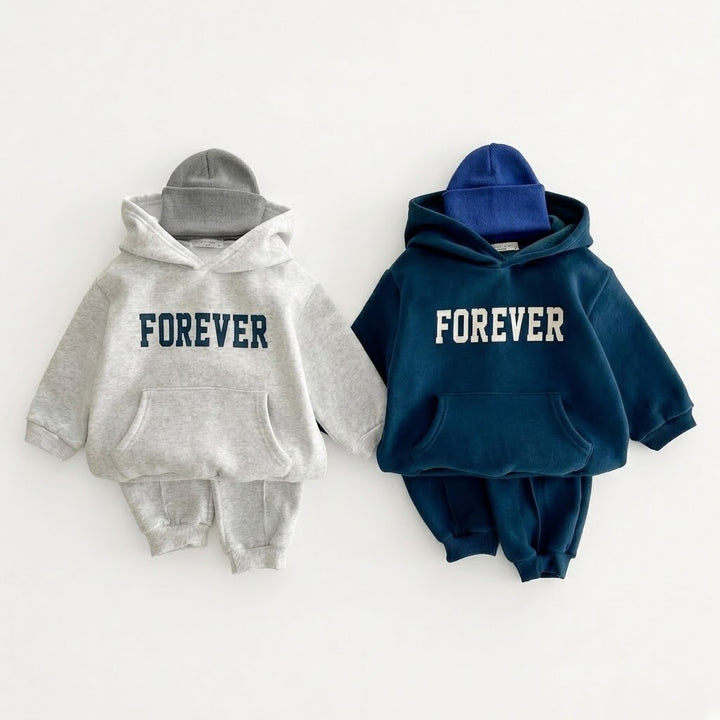 Kids Fleece-Lined Pullover Hoodie &amp; Sweatpants 2PCS Set