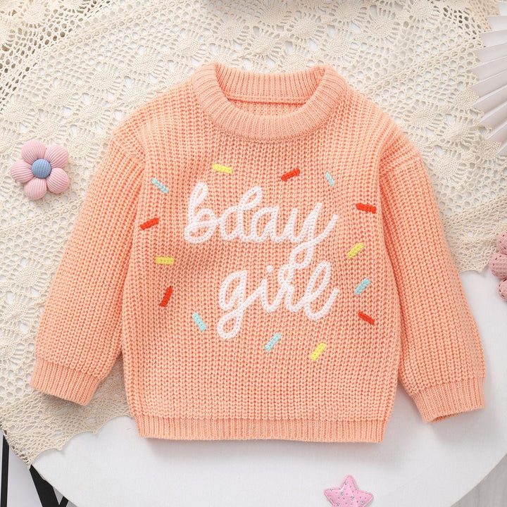 Sweet Birthday Baby Girl Sprinkle Knit Sweater