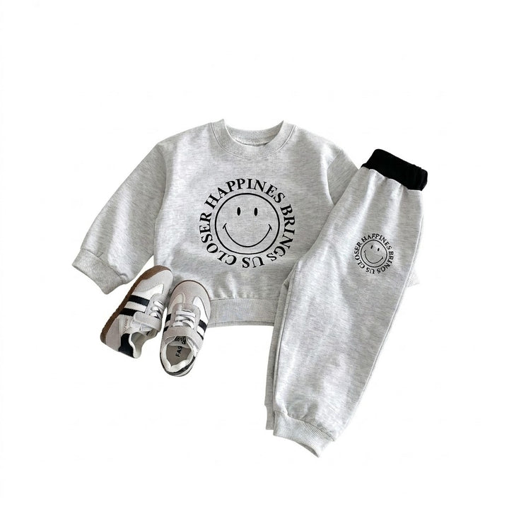 Baby Boys Letter Smile Print Long-Sleeved Sweater Pants Suit