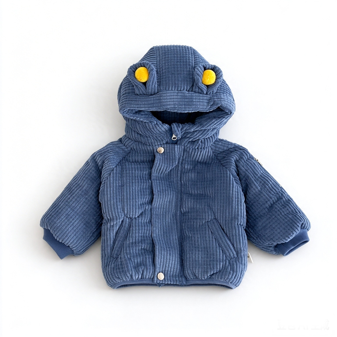 Baby Corduroy Bear Ear Hooded Quilted Jacket Coat