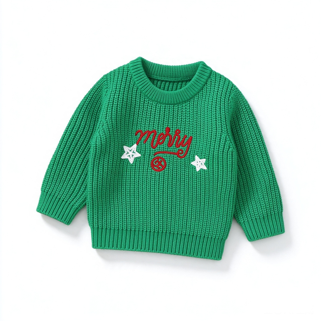 Baby Toddler Christmas Letter Embroidery Knit Sweater