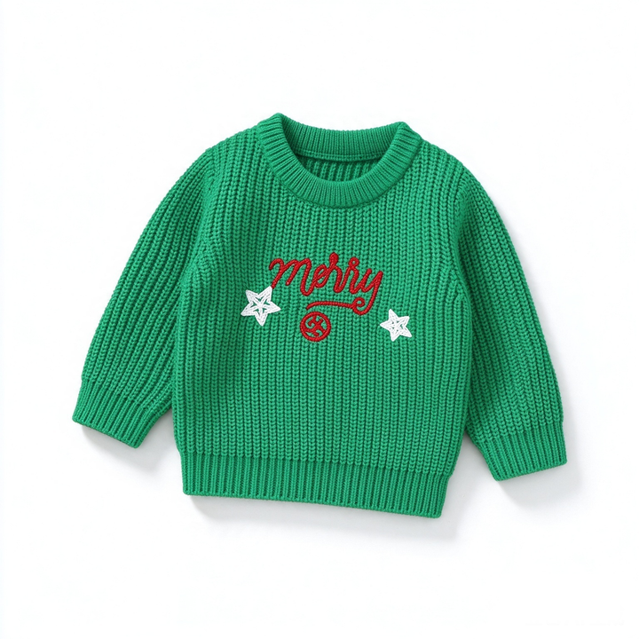 Baby Toddler Christmas Letter Embroidery Knit Sweater