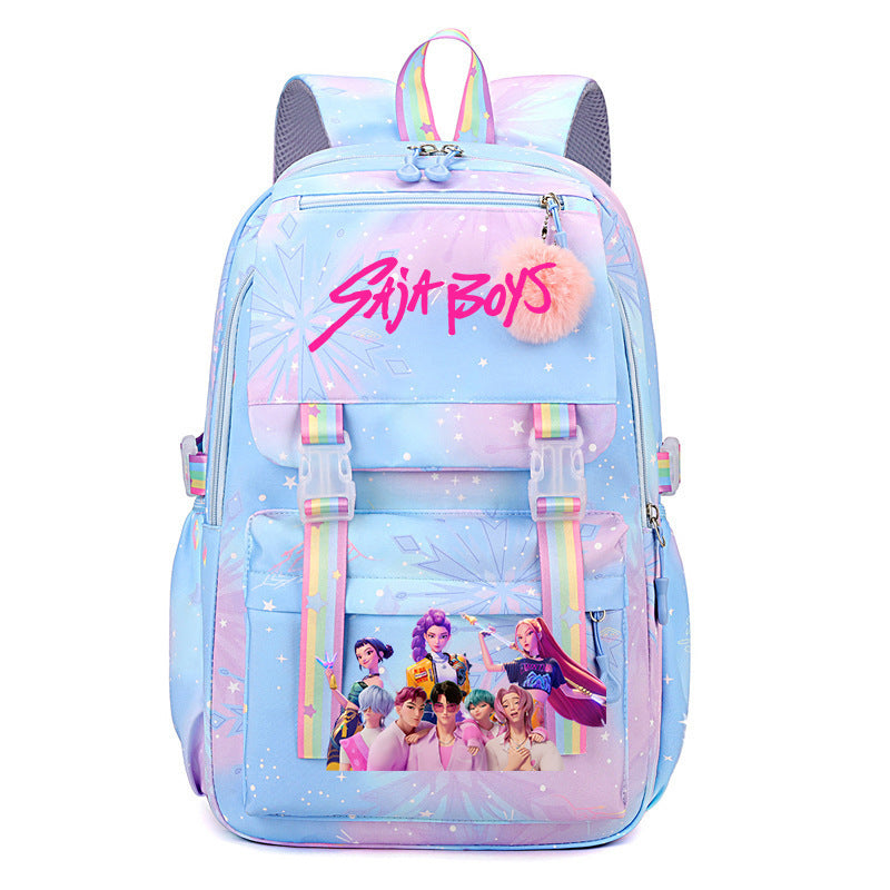 KDH K-pop inspired large-capacity student backpacks-blue