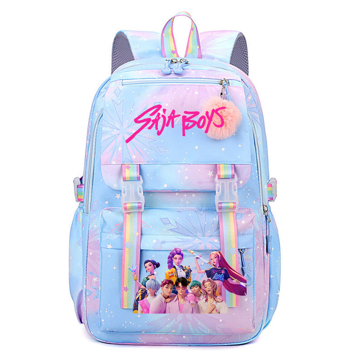 KDH K-pop inspired large-capacity student backpacks-blue