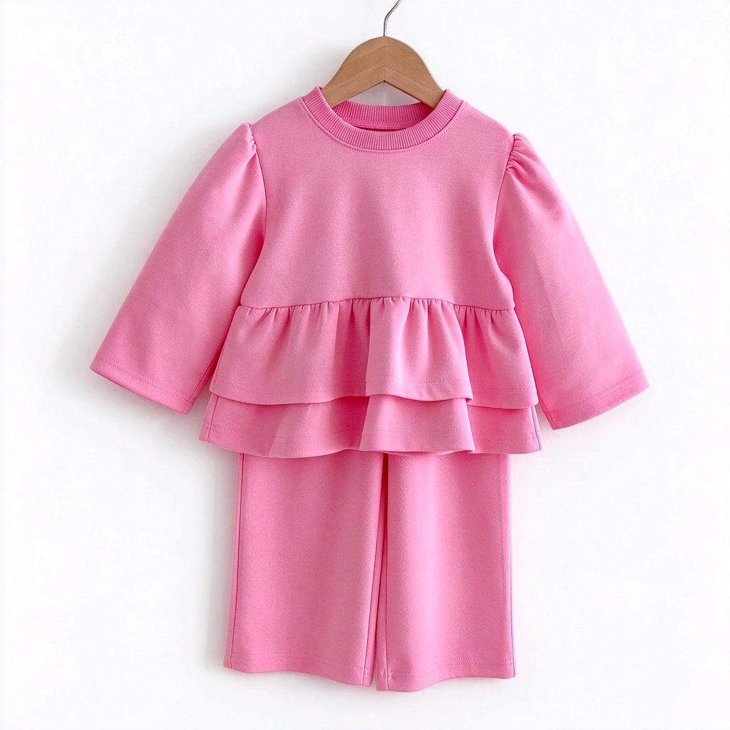 Baby Girls Double Tiered Ruffle Peplum Top &amp; Pants Set
