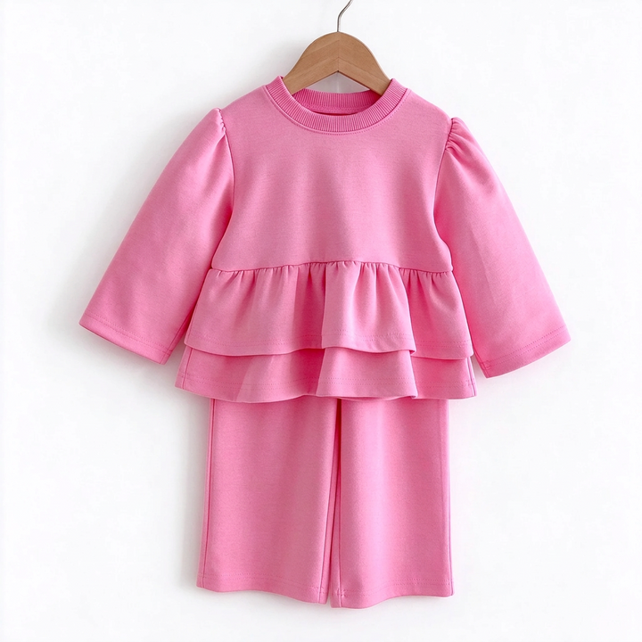 Baby Girls Double Tiered Ruffle Peplum Top &amp; Pants Set