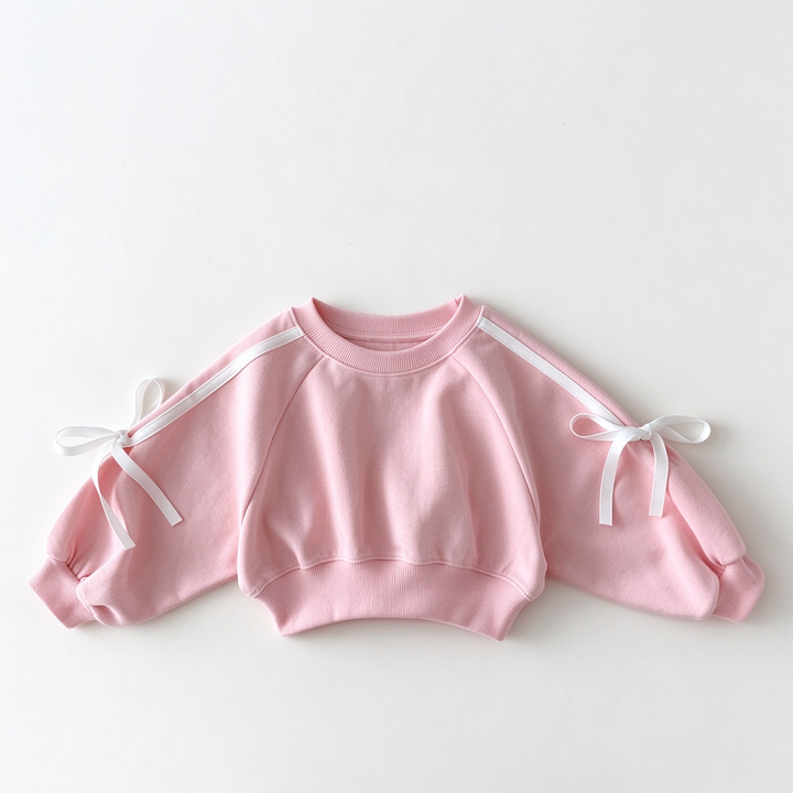 Girls Bows Tied Pullover Sweatshirt and Pants Set Personalized Name Tracksuit