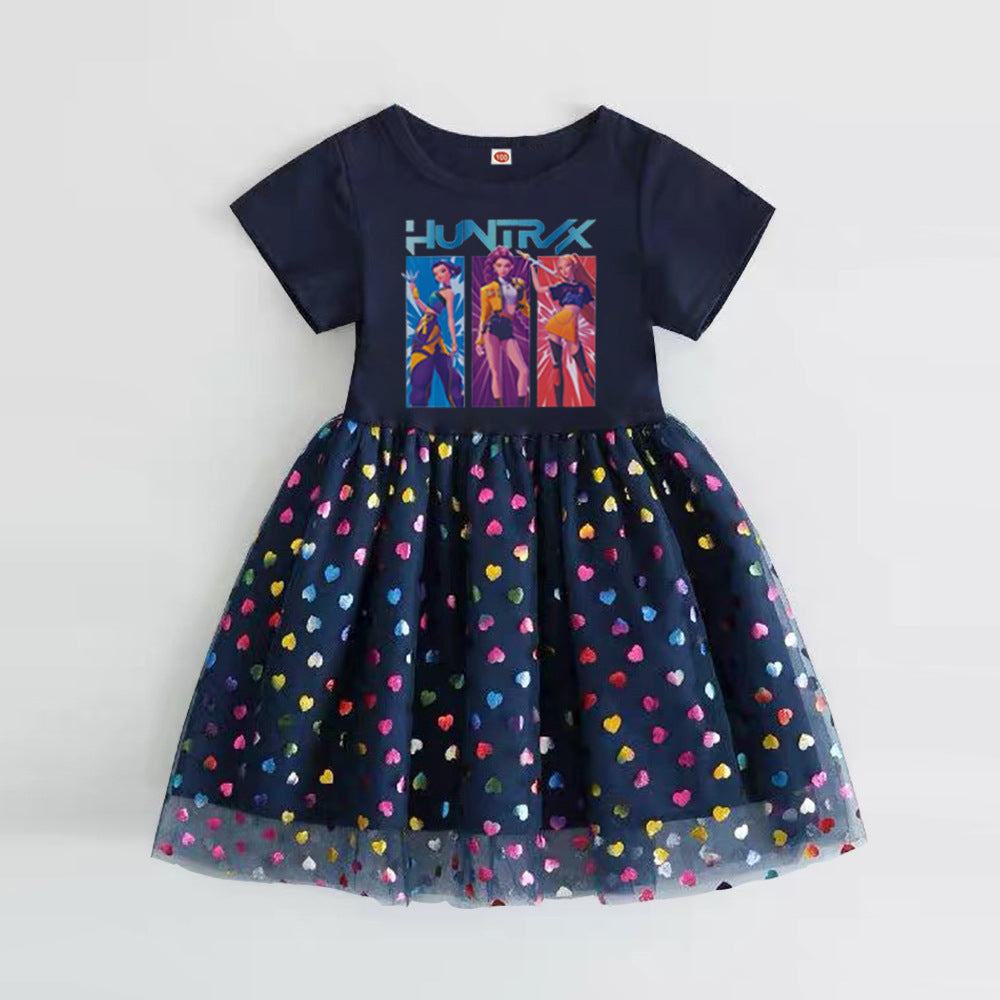 Girls'huntr/x inspired short-sleeved tutu sequin dress