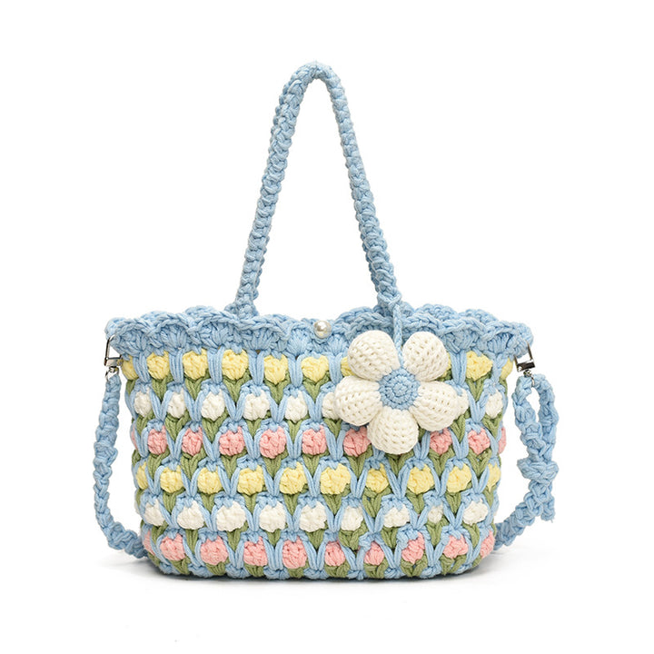 Hand-Crocheted Sweet Floral Shoulder Bag for summer