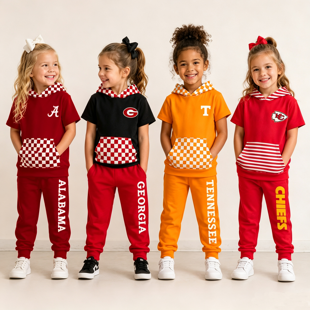 Girls Game Day Football Team Hoodie Top & Pants Outfit