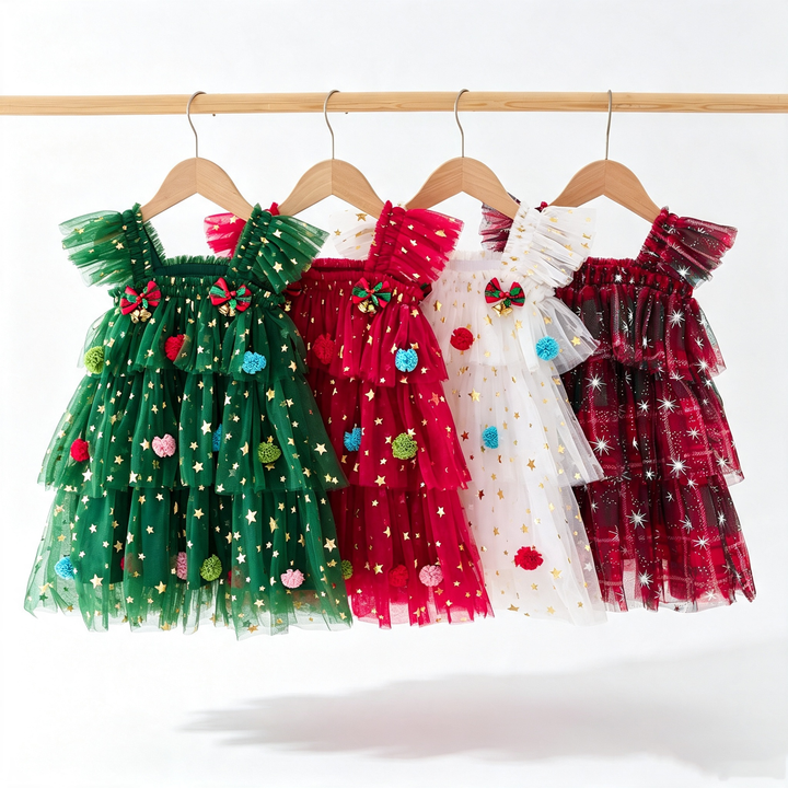 Girls Christmas Sequin Dress Holiday Tulle Dress