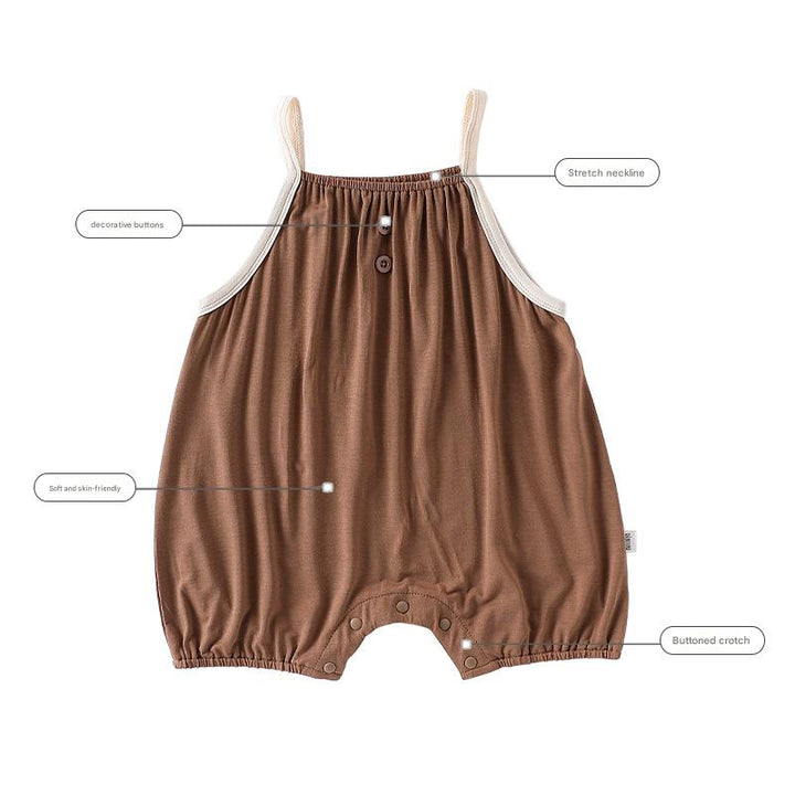 Summer baby solid color sling romper newborn clothes