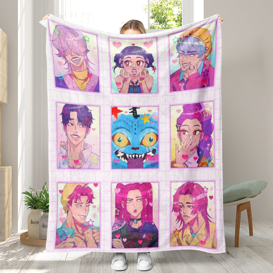 Kpop demon Hunters Throw Blanket soft flannel Blanket