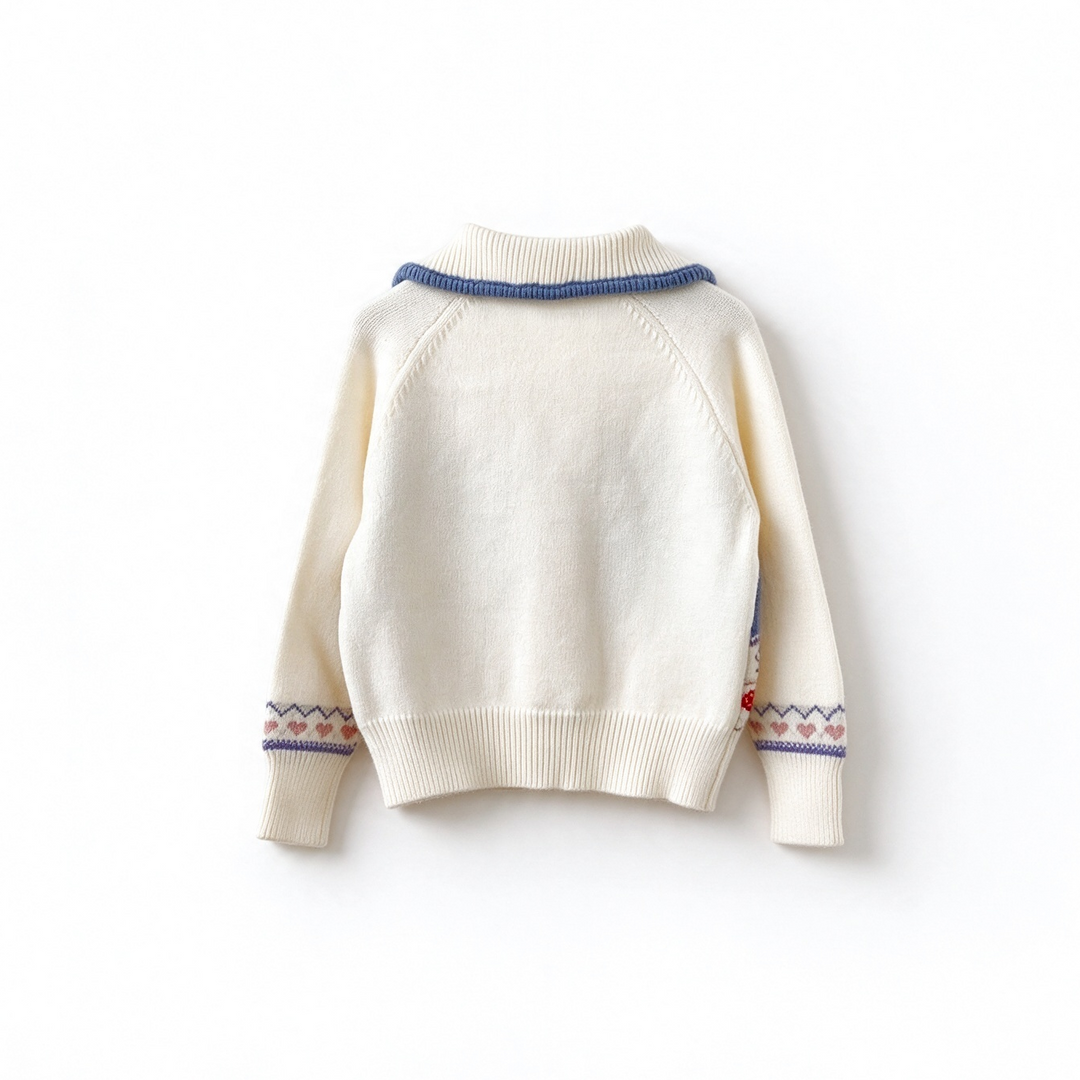Baby Girl Cute Snowman Jacquard Knit Cardigan