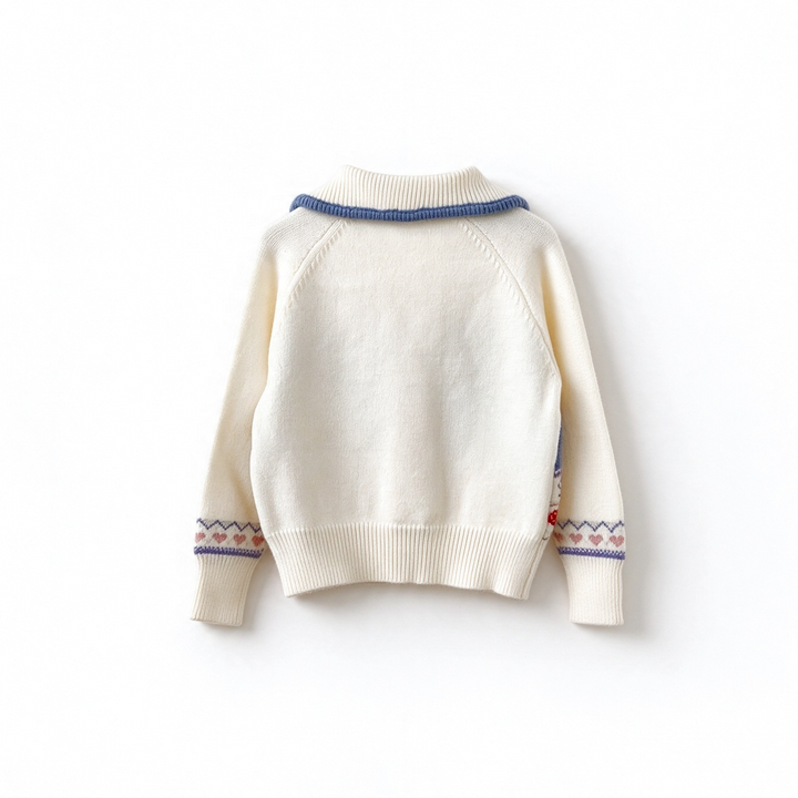 Baby Girl Cute Snowman Jacquard Knit Cardigan
