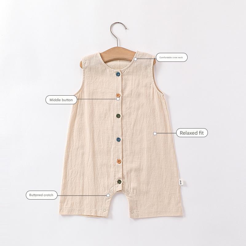 Baby summer sleeveless breathable cotton jumpsuit