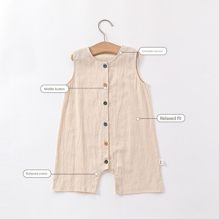 Baby summer sleeveless breathable cotton jumpsuit