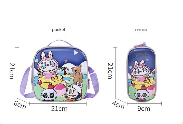 3D hard shell student labubu backpack student backpack 3pcs set