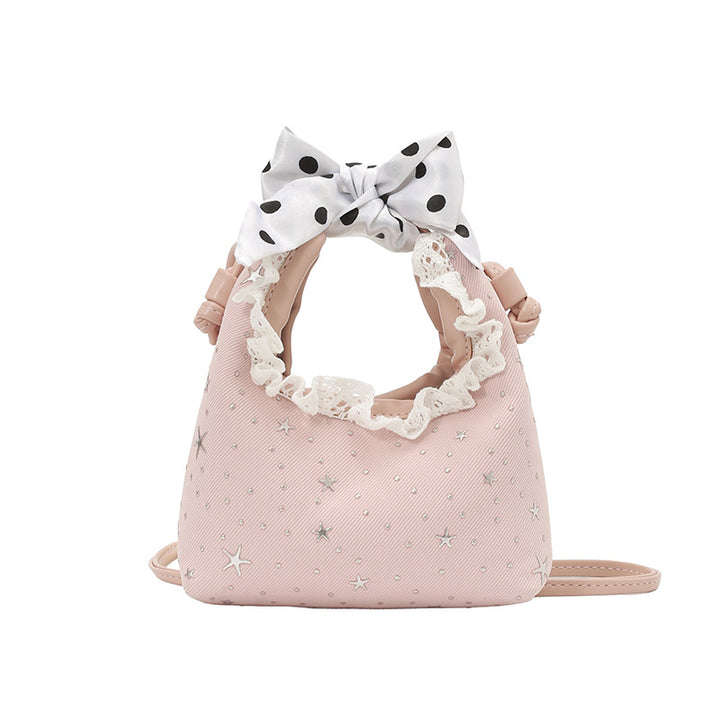 Sparkling Star Polka-Dot Handbag with Cute Lace-Trim