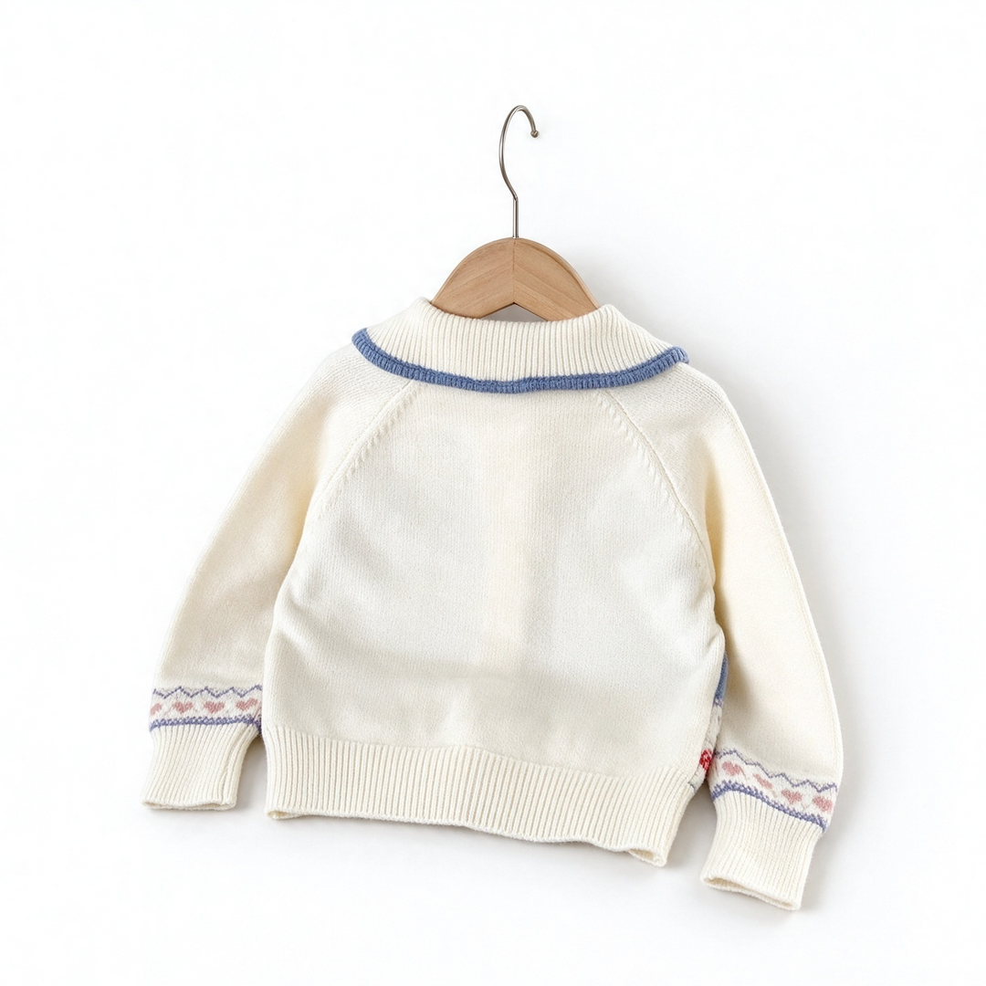 Baby Girl Cute Snowman Jacquard Knit Cardigan