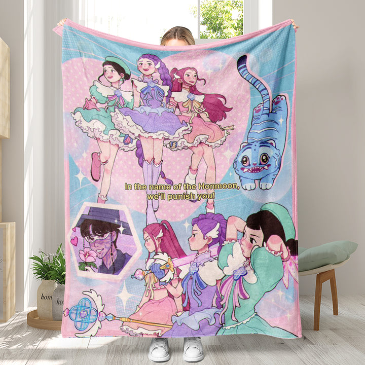 Kpop demon Hunters Throw Blanket soft flannel Blanket