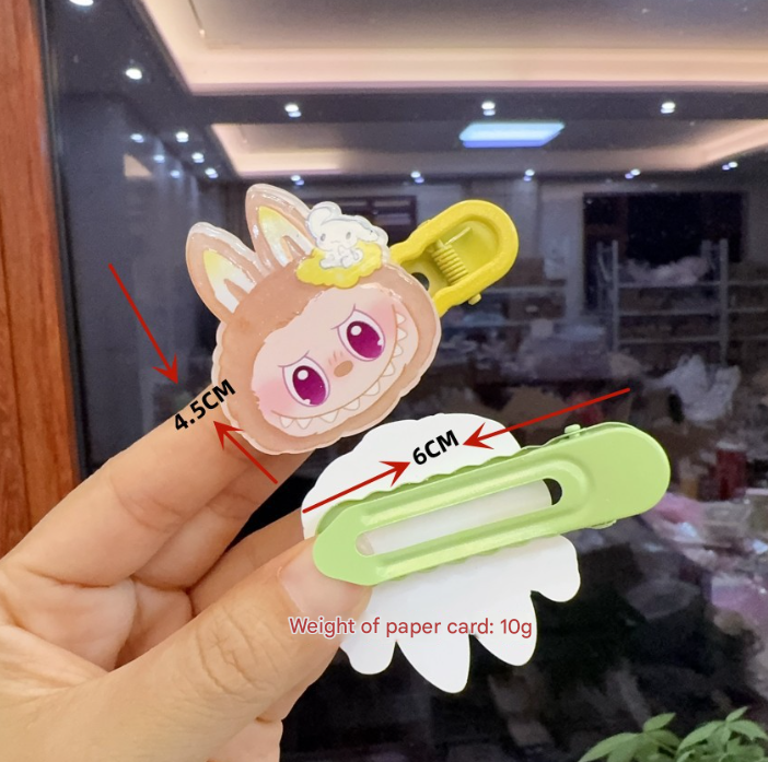 Labubu cartoon acrylic hair clip for girls