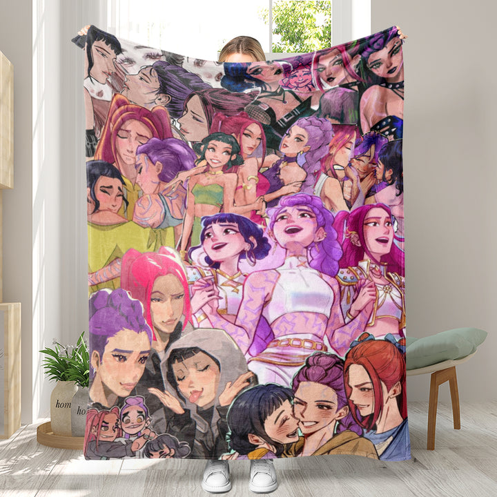 Kpop demon Hunters Throw Blanket soft flannel Blanket