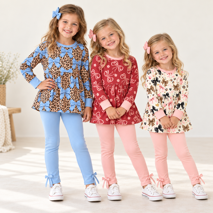 Girls Allover Print Long Sleeve Top and Leggings Set