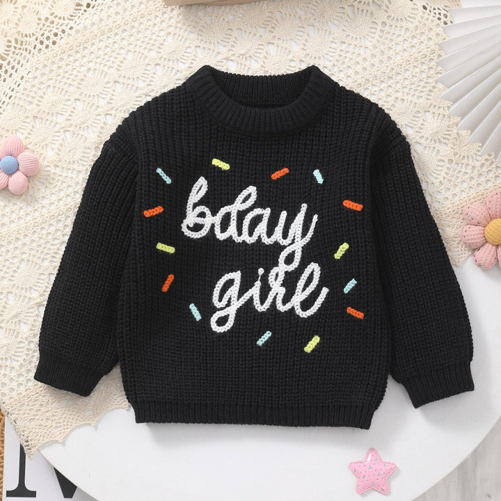 Sweet Birthday Baby Girl Sprinkle Knit Sweater