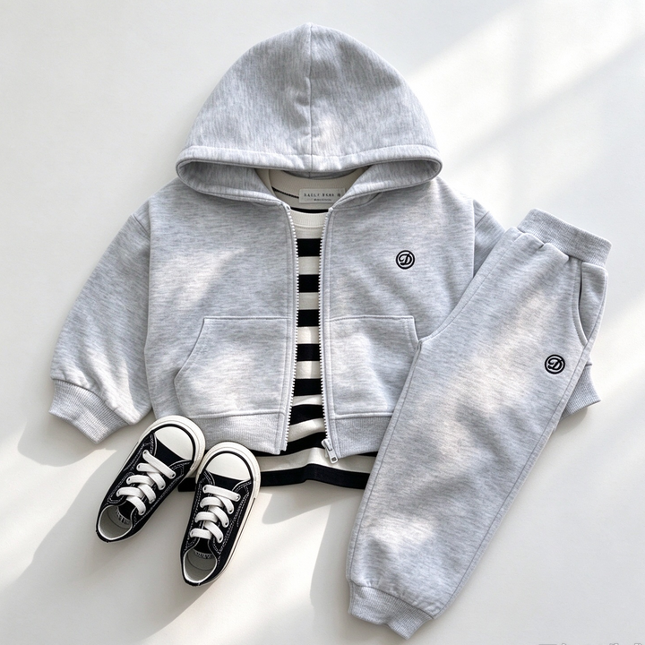 Zip-Up Hoodie Jacket &amp; Sweatpant 2PCS Set for Boys and Girls