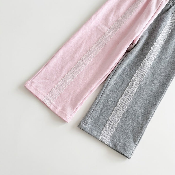 Baby Girl Lace Ruffle Sweatshirt &amp; Pants 2pcs Set