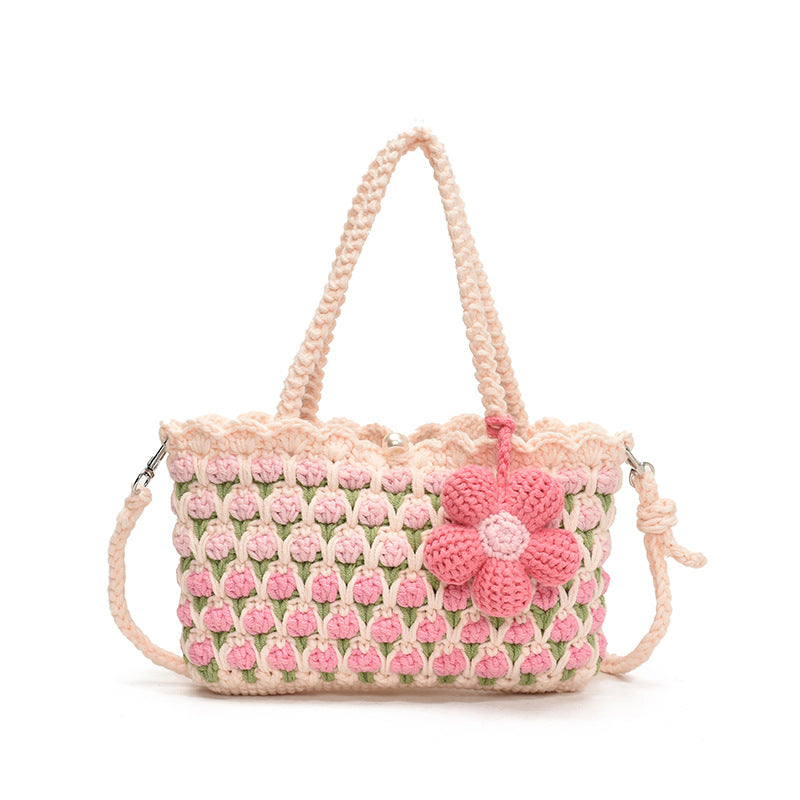 Hand-Crocheted Sweet Floral Shoulder Bag for summer