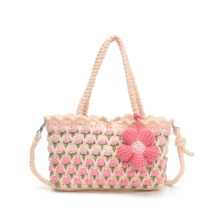 Hand-Crocheted Sweet Floral Shoulder Bag for summer