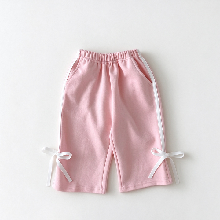 Girls Bows Tied Pullover Sweatshirt and Pants Set Personalized Name Tracksuit