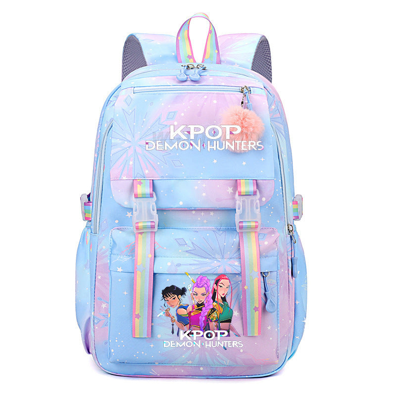 KDH K-pop inspired large-capacity student backpacks-blue