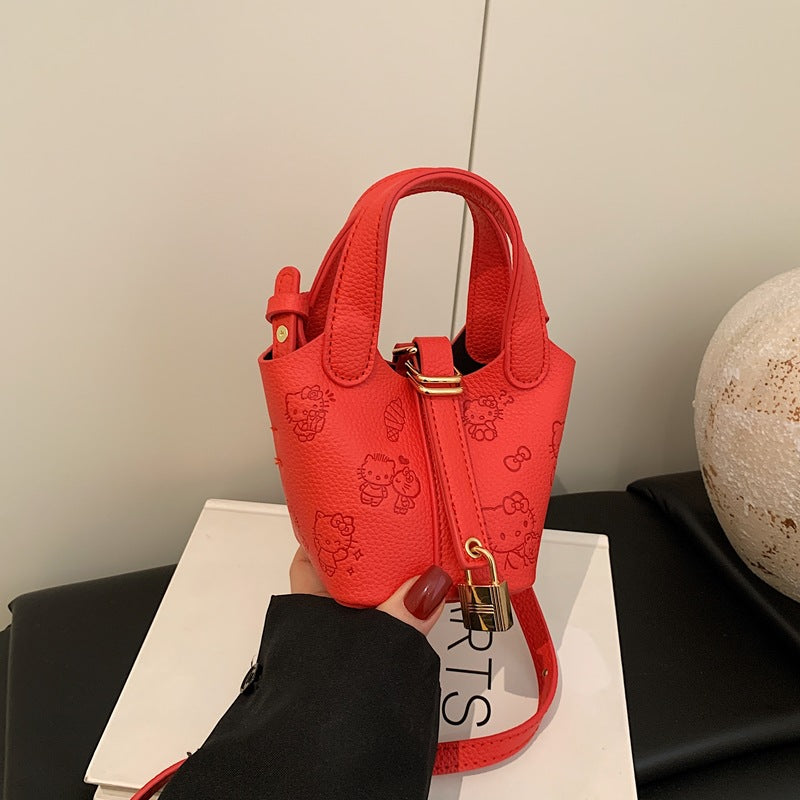 Girls Mini Bucket bag with Cute Kitten Print