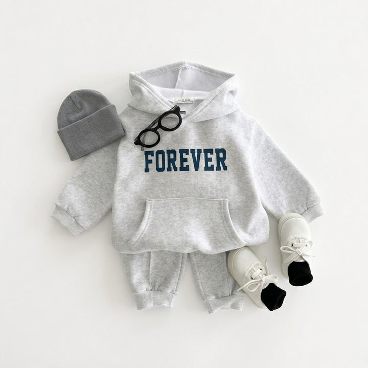Kids Fleece-Lined Pullover Hoodie &amp; Sweatpants 2PCS Set