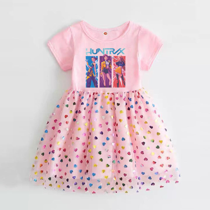 Girls'huntr/x inspired short-sleeved tutu sequin dress