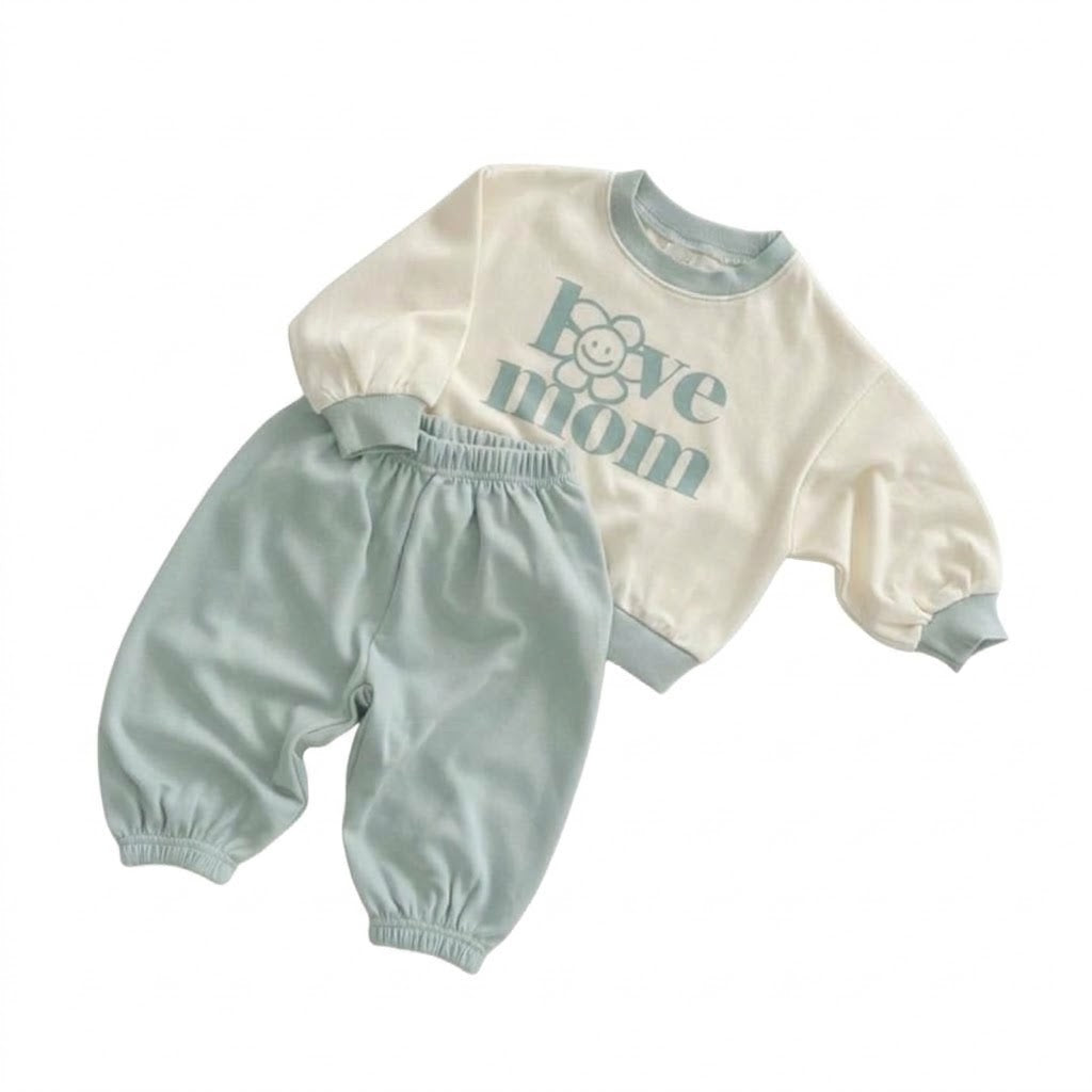 Baby Girl Love Mom Dad Print Sweatshirt &amp; Pants Outfit Set