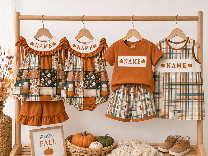 Custom Embroidered Name Girls Halloween Smocked Outfit